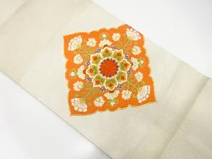 菱に華文・花更紗模様織り出し名古屋帯